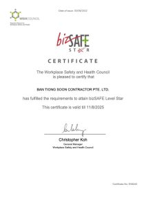 BAN TIONG SOON CONTRACTOR PTE. LTD. - Bizsafe